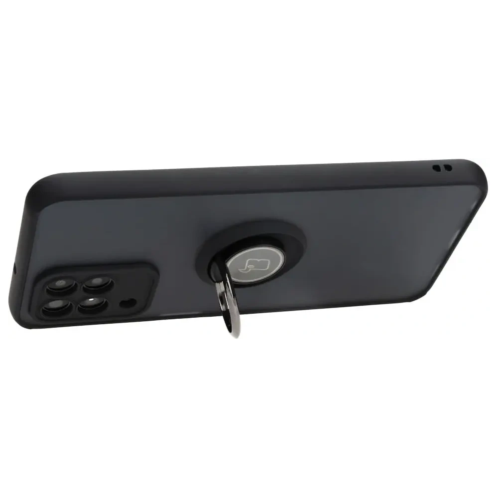 Etui z uchwytem na palec Bizon Case Hybrid Ring do Samsung Galaxy M33 5G przydymione z czarną ramką
