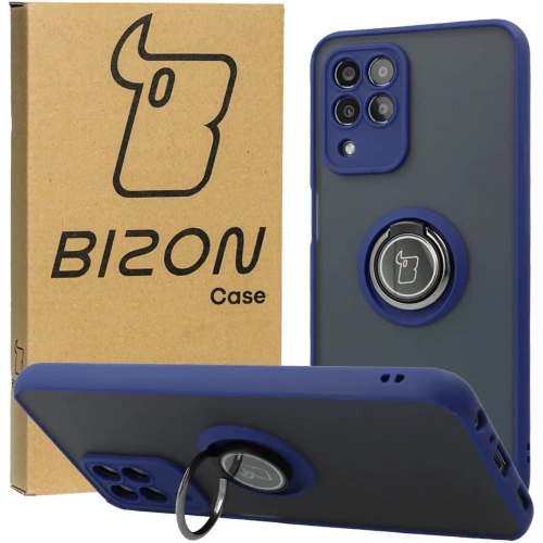 Kup Etui s úchytem na prst Bizon Case Hybrid Ring pro Samsung Galaxy M33 5G kouřové s modrým rámečkem - BIZ1333 - {ean13} - Sklep Home Screen