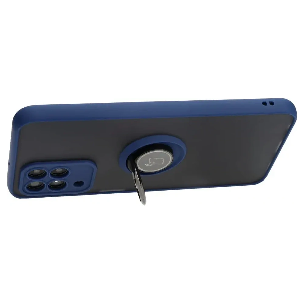 Etui z uchwytem na palec Bizon Case Hybrid Ring do Samsung Galaxy M33 5G przydymione z granatową ramką