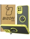 Etui z uchwytem na palec Bizon Case Hybrid Ring do Samsung Galaxy M33 5G przydymione z żółtą ramką