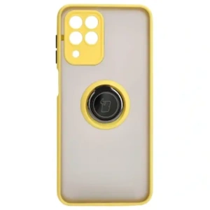 Kup Etui z uchwytem na palec Bizon Case Hybrid Ring do Samsung Galaxy M33 5G przydymione z żółtą ramką - BIZ1340 - {ean13} - Sklep Home Screen