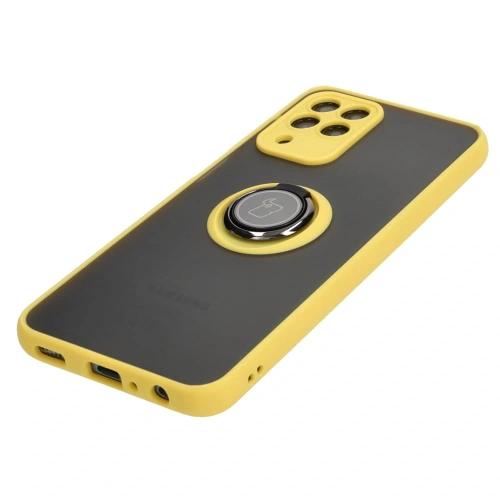 Kup Etui z uchwytem na palec Bizon Case Hybrid Ring do Samsung Galaxy M33 5G przydymione z żółtą ramką - BIZ1340 - {ean13} - Sklep Home Screen