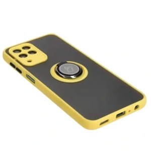 Kup Etui z uchwytem na palec Bizon Case Hybrid Ring do Samsung Galaxy M33 5G przydymione z żółtą ramką - BIZ1340 - {ean13} - Sklep Home Screen