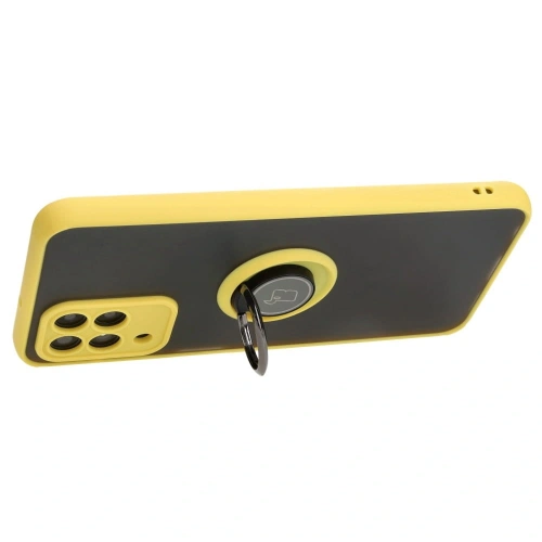 Kup Etui z uchwytem na palec Bizon Case Hybrid Ring do Samsung Galaxy M33 5G przydymione z żółtą ramką - BIZ1340 - {ean13} - Sklep Home Screen