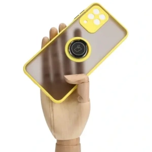 Kup Etui z uchwytem na palec Bizon Case Hybrid Ring do Samsung Galaxy M33 5G przydymione z żółtą ramką - BIZ1340 - {ean13} - Sklep Home Screen