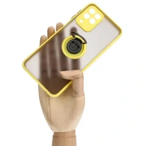Kup Etui z uchwytem na palec Bizon Case Hybrid Ring do Samsung Galaxy M33 5G przydymione z żółtą ramką - BIZ1340 - {ean13} - Sklep Home Screen