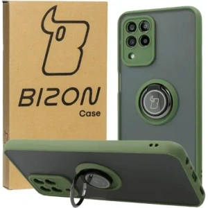 Kup Etui z uchwytem na palec Bizon Case Hybrid Ring do Samsung Galaxy M33 5G przydymione z zieloną ramką - BIZ1346 - {ean13} - Sklep Home Screen