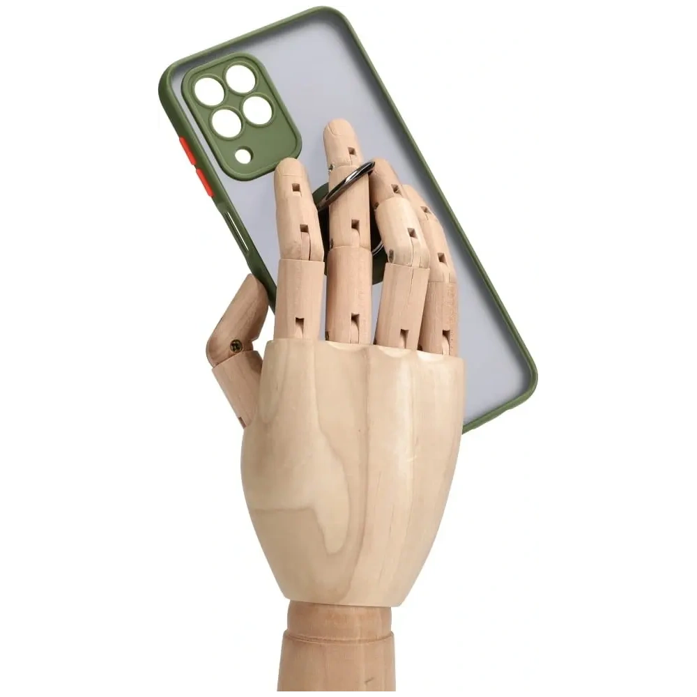 Etui z uchwytem na palec Bizon Case Hybrid Ring do Samsung Galaxy M33 5G przydymione z zieloną ramką