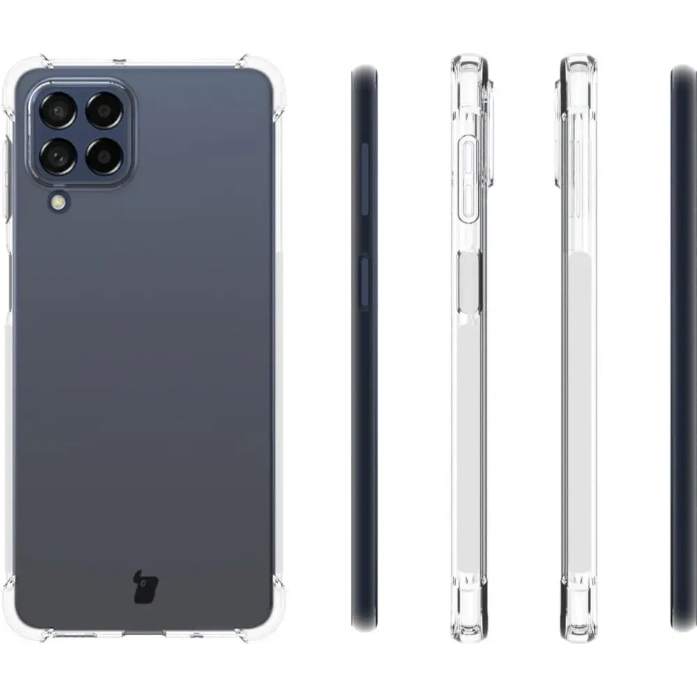 Etui + 2x szkło na ekran + szkło na obiektyw Bizon Case Clear Pack do Samsung Galaxy M53 5G przezroczyste