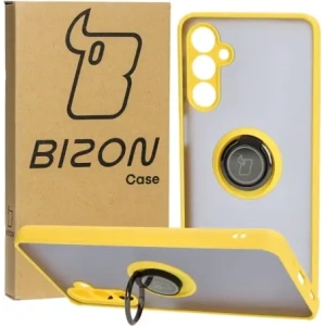 Kup Etui s úchopem na prst Bizon Case Hybrid Ring do Samsung Galaxy M54 5G kouřové s žlutým rámem - BIZ1409 - {ean13} - Sklep Home Screen
