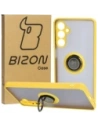 Etui s úchopem na prst Bizon Case Hybrid Ring do Samsung Galaxy M54 5G kouřové s žlutým rámem