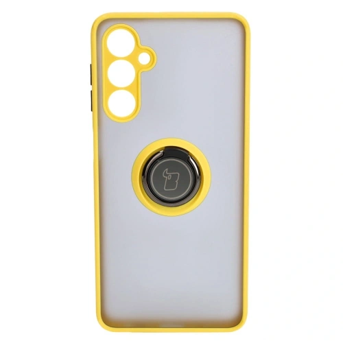 Kup Etui s úchopem na prst Bizon Case Hybrid Ring do Samsung Galaxy M54 5G kouřové s žlutým rámem - BIZ1409 - {ean13} - Sklep Home Screen