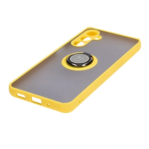 Kup Etui s úchopem na prst Bizon Case Hybrid Ring do Samsung Galaxy M54 5G kouřové s žlutým rámem - BIZ1409 - {ean13} - Sklep Home Screen