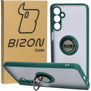 Kup Etui z uchwytem na palec Bizon Case Hybrid Ring do Samsung Galaxy M54 5G przydymione z ciemnozieloną ramką - BIZ7662 - {ean13} - Sklep Home Screen