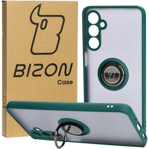Kup Etui z uchwytem na palec Bizon Case Hybrid Ring do Samsung Galaxy M54 5G przydymione z ciemnozieloną ramką - BIZ7662 - {ean13} - Sklep Home Screen