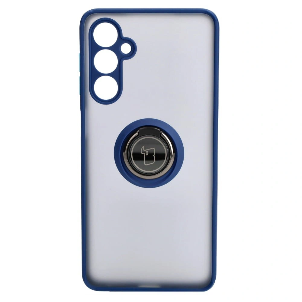 Etui z uchwytem na palec Bizon Case Hybrid Ring do Samsung Galaxy M54 5G przydymione z granatową ramką