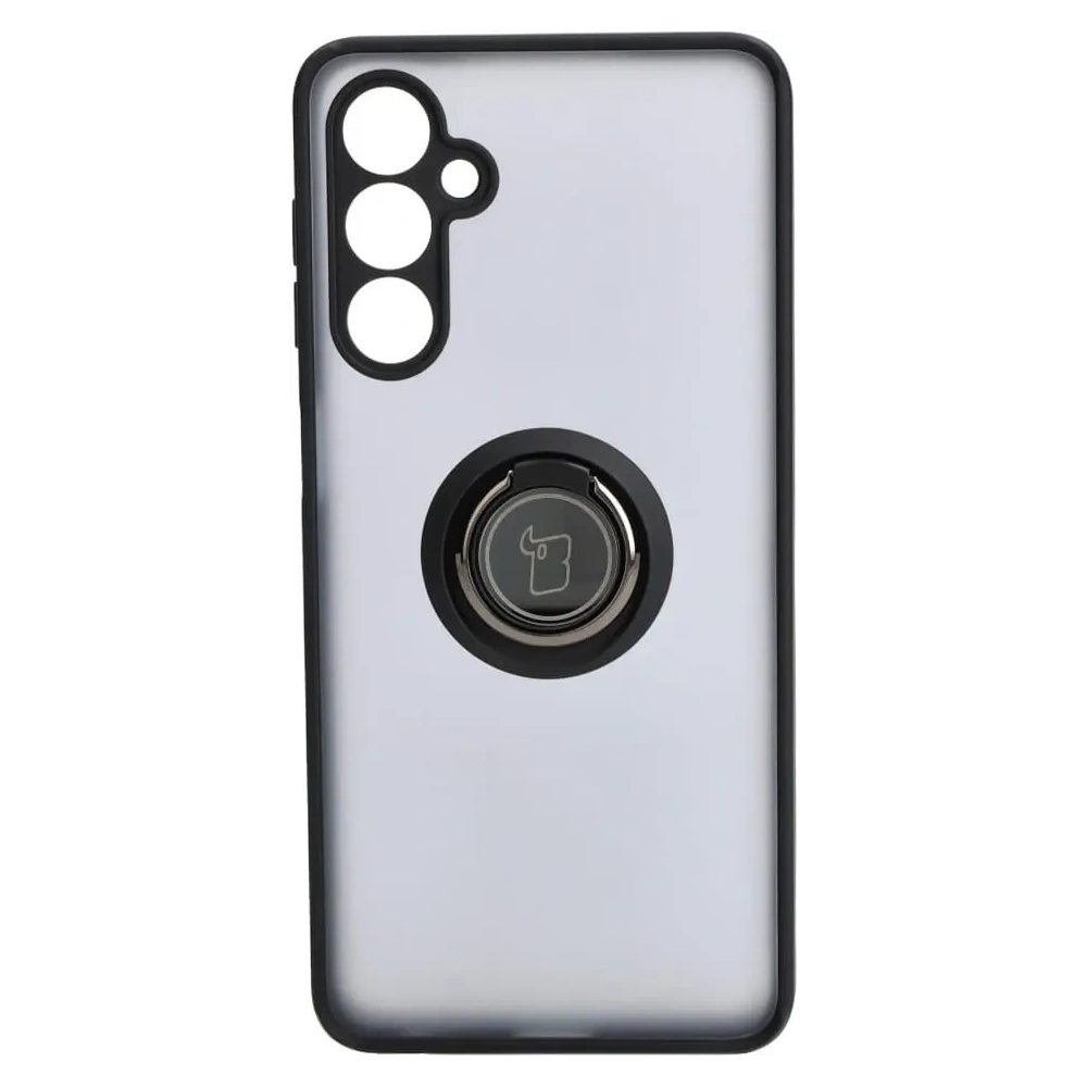 Etui z uchwytem na palec Bizon Case Hybrid Ring do Samsung Galaxy M54 5G przydymione z czarną ramką