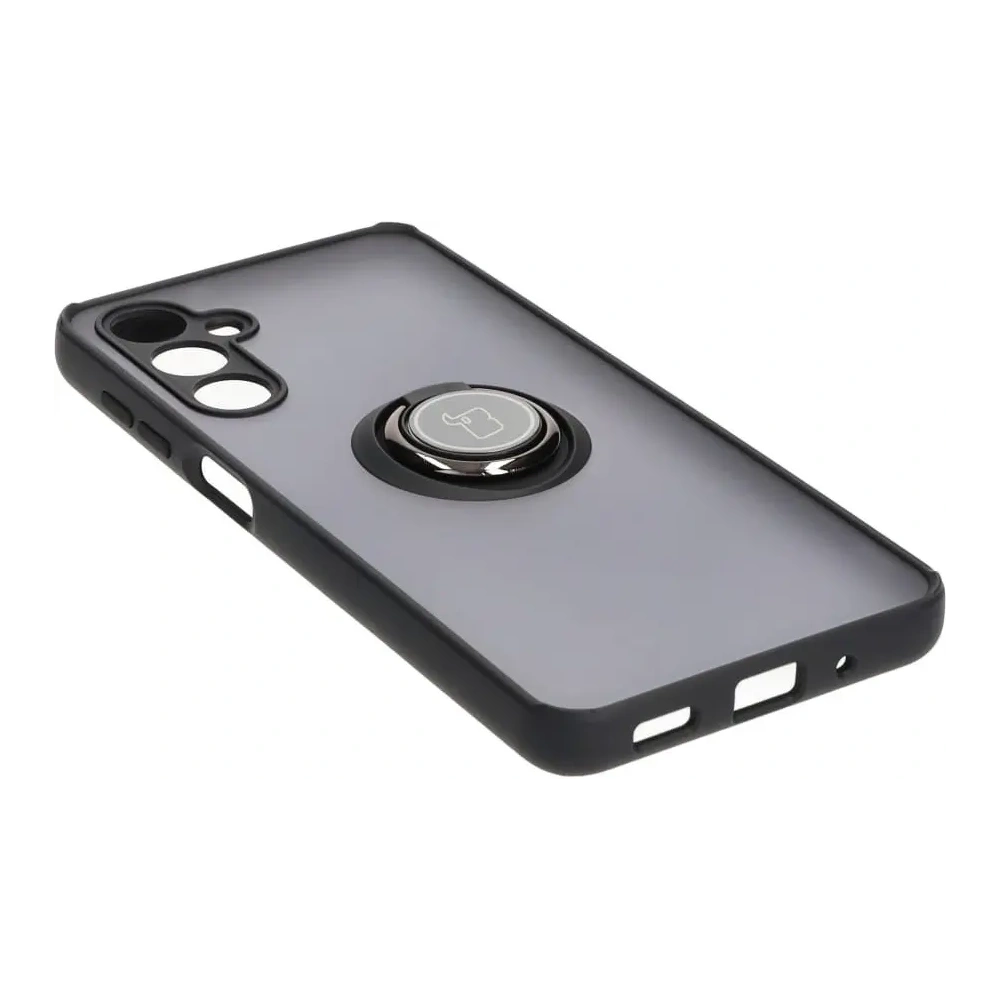 Etui z uchwytem na palec Bizon Case Hybrid Ring do Samsung Galaxy M54 5G przydymione z czarną ramką