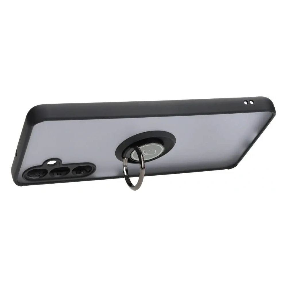 Etui z uchwytem na palec Bizon Case Hybrid Ring do Samsung Galaxy M54 5G przydymione z czarną ramką