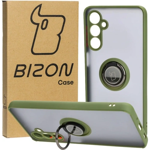 Kup Etui z uchwytem na palec Bizon Case Hybrid Ring do Samsung Galaxy M54 5G przydymione z zieloną ramką - BIZ7665 - {ean13} - Sklep Home Screen
