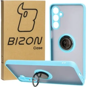 Kup Etui z uchwytem na palec Bizon Case Hybrid Ring do Samsung Galaxy M54 5G przydymione z jasnoniebieską ramką - BIZ7666 - {ean13} - Sklep Home Screen