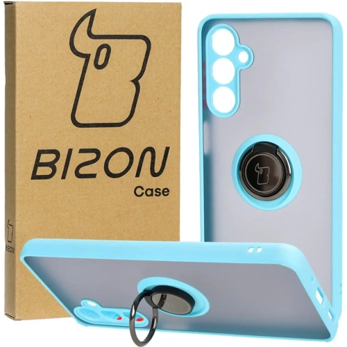 Kup Etui z uchwytem na palec Bizon Case Hybrid Ring do Samsung Galaxy M54 5G przydymione z jasnoniebieską ramką - BIZ7666 - {ean13} - Sklep Home Screen