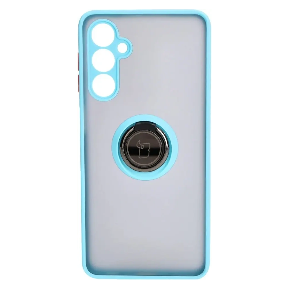 Etui z uchwytem na palec Bizon Case Hybrid Ring do Samsung Galaxy M54 5G przydymione z jasnoniebieską ramką