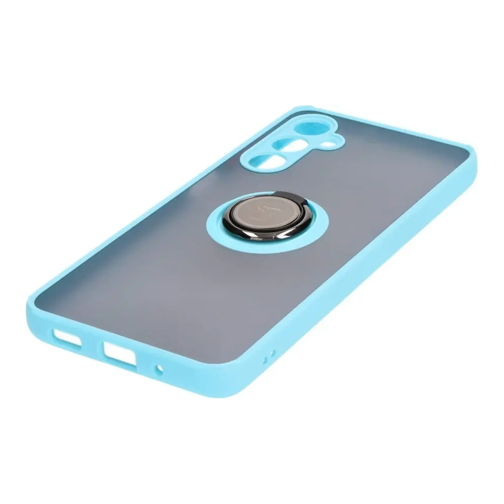 Etui z uchwytem na palec Bizon Case Hybrid Ring do Samsung Galaxy M54 5G przydymione z jasnoniebieską ramką
