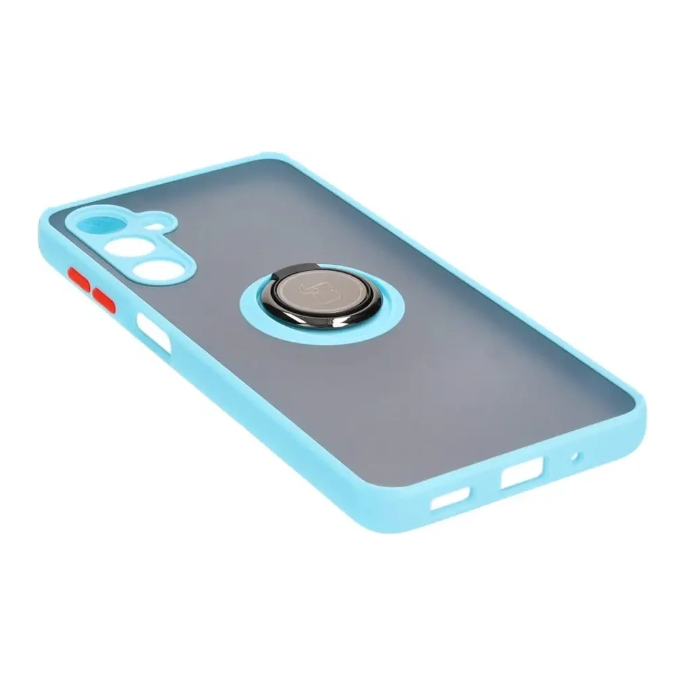 Etui z uchwytem na palec Bizon Case Hybrid Ring do Samsung Galaxy M54 5G przydymione z jasnoniebieską ramką