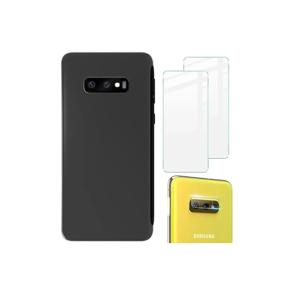 Etui + 2x szkło na ekran + szkło na obiektyw Bizon Case Clear Pack do Samsung Galaxy S10e przezroczyste