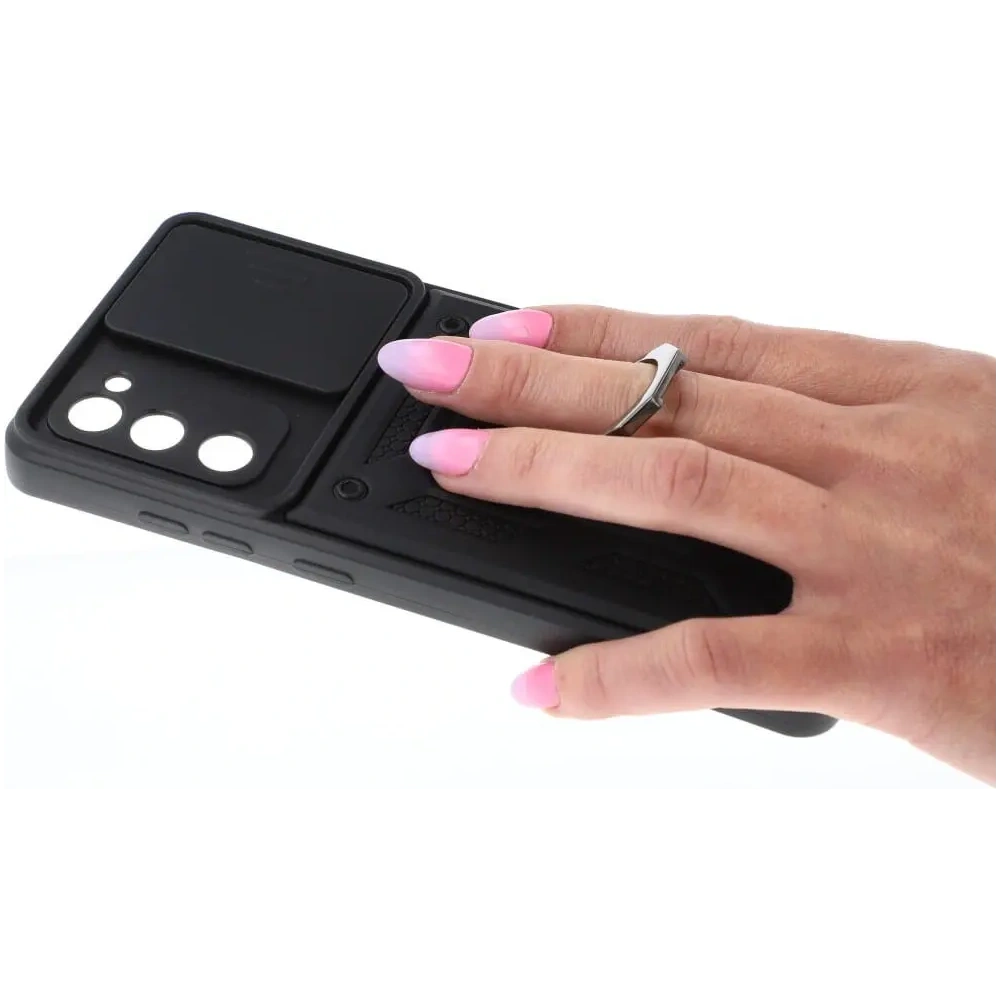 Etui Bizon Case CamShield Ring do Samsung Galaxy S20 FE czarne