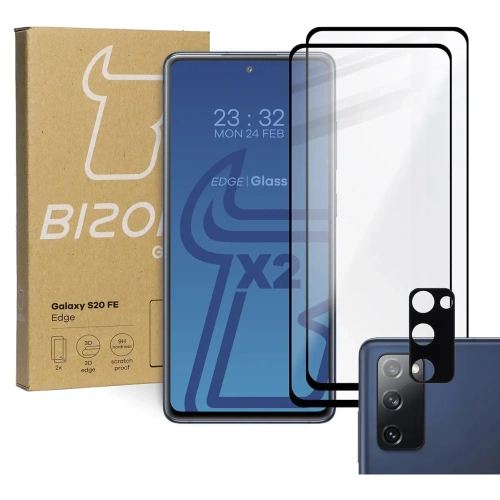 Kup Zesílené sklo Bizon Glass Edge - [2 PACK] + ochrana na objektiv Samsung Galaxy S20 FE černé - BIZ1453 - {ean13} - Sklep Home Screen