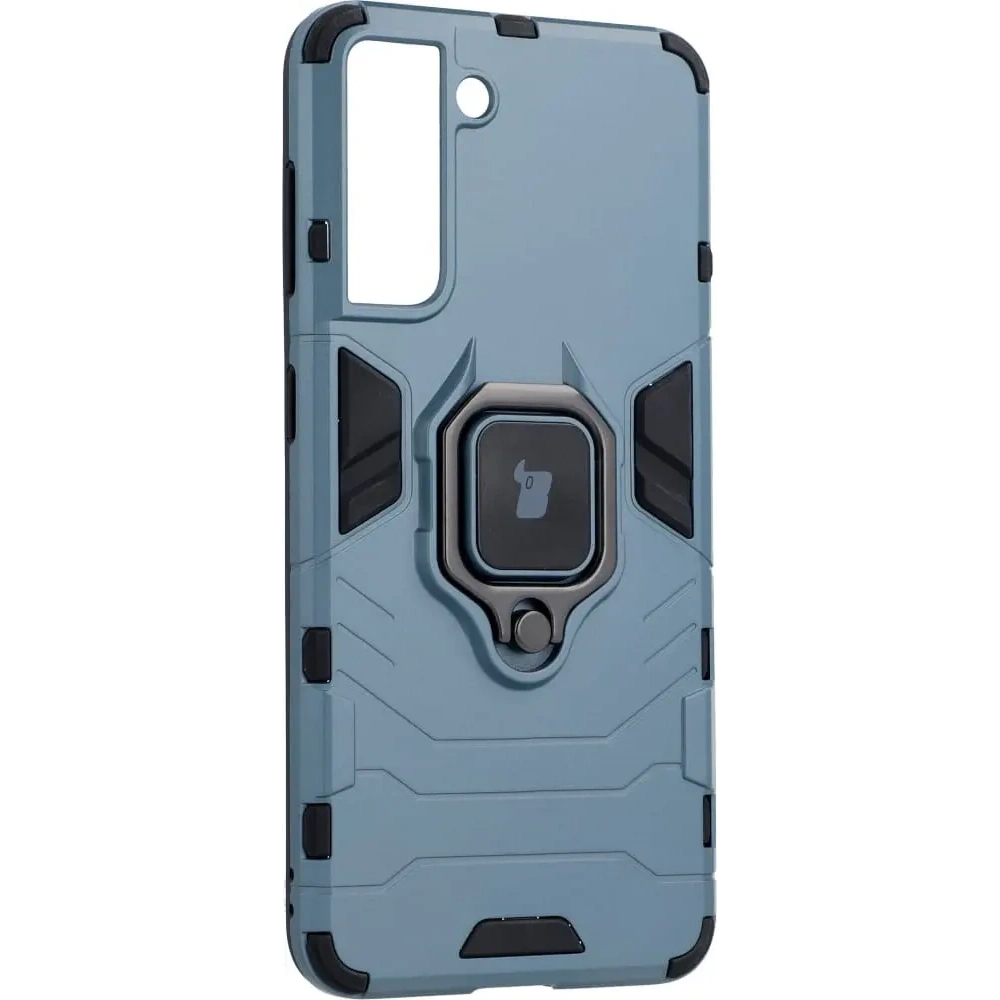 Etui Bizon Case Armor Ring do Samsung Galaxy S21 niebieskie
