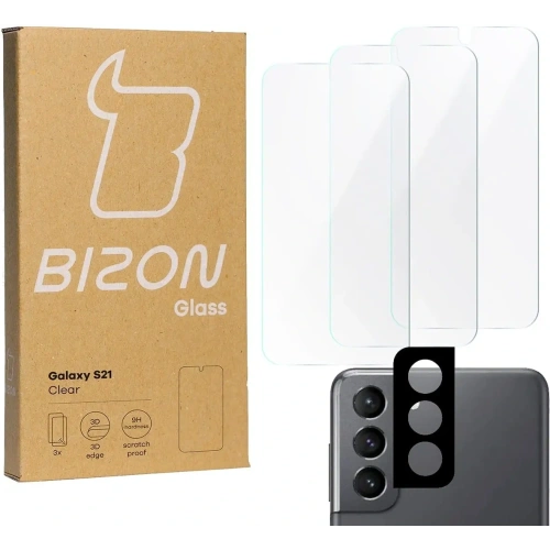 Buy Bizon Glass Clear tempered glass - 3 pcs. + lens glass Samsung Galaxy S21 5G - BIZ1481 - {ean13} - Home Screen Store Europe