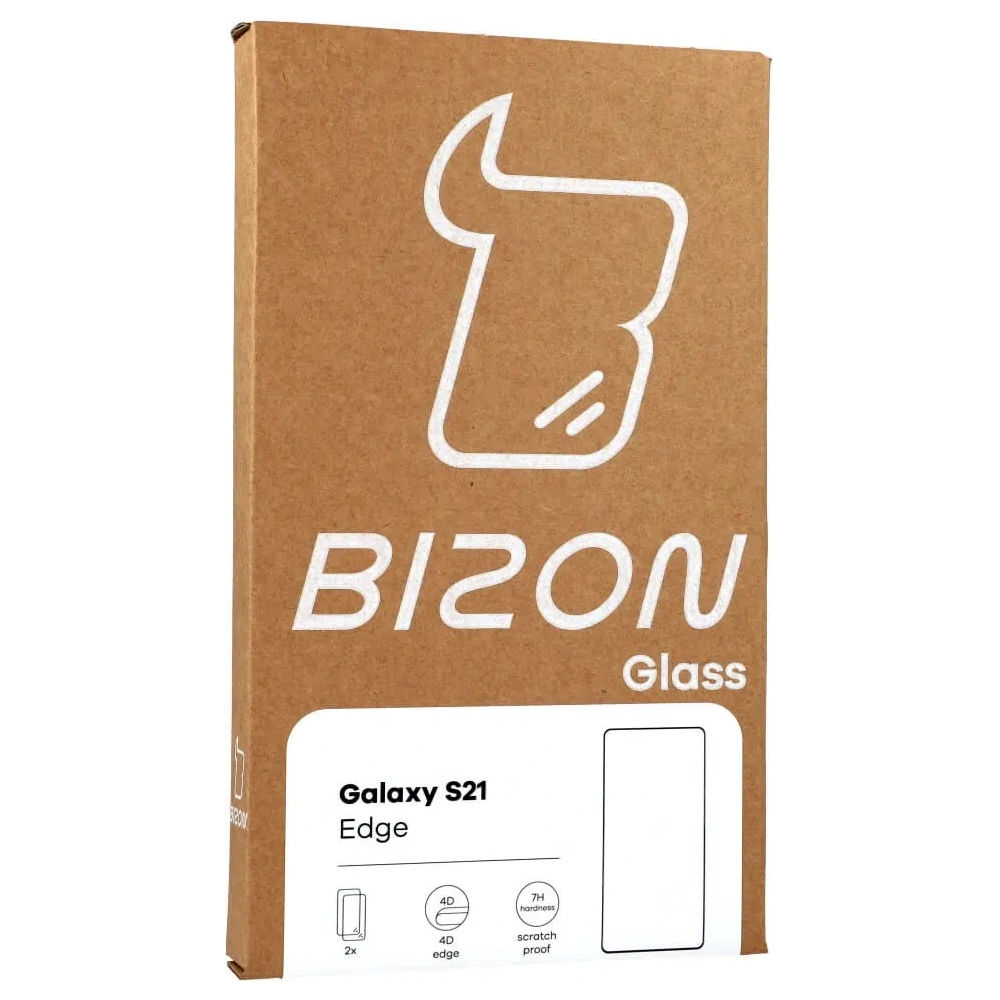 Szkło hartowane Bizon Glass Edge - [2 PACK] + ochrona na obiektyw Samsung Galaxy S21 5G czarne