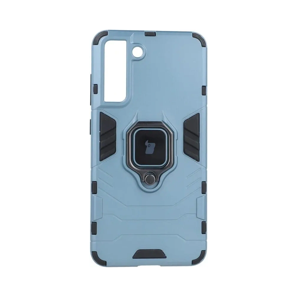 Etui Bizon Case Armor Ring do Samsung Galaxy S21 FE niebieskie