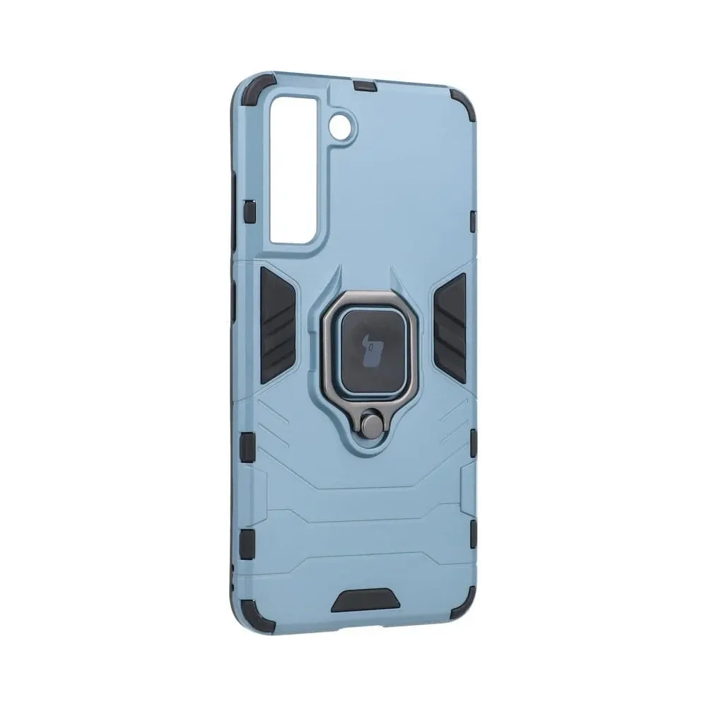 Etui Bizon Case Armor Ring do Samsung Galaxy S21 FE niebieskie