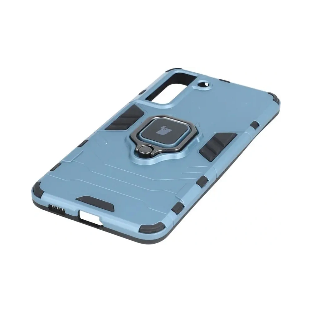 Etui Bizon Case Armor Ring do Samsung Galaxy S21 FE niebieskie