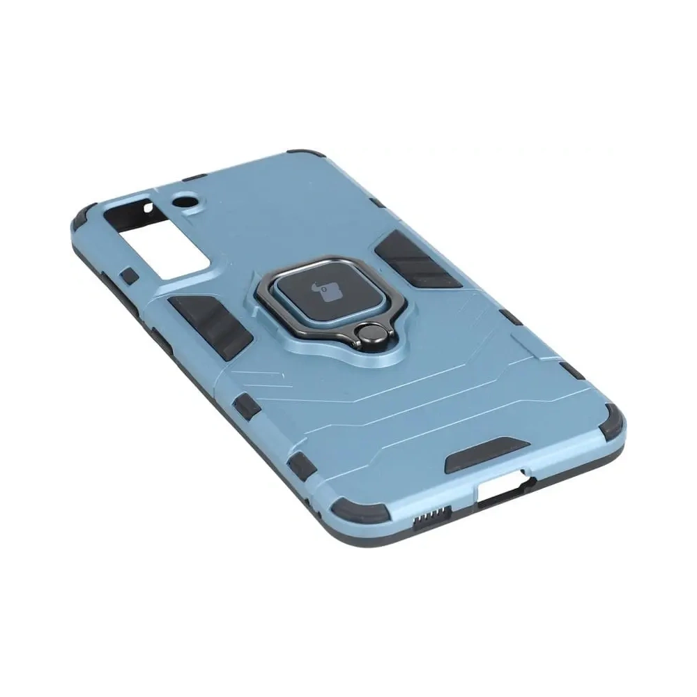 Etui Bizon Case Armor Ring do Samsung Galaxy S21 FE niebieskie