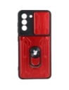 Bizon Case Camshield Kartensteckplatz Ring Samsung Galaxy S21 FE rot