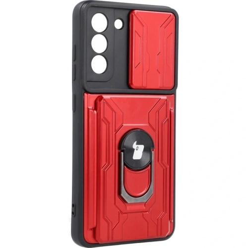 Kup Bizon Case Camshield Card Slot Ring Samsung Galaxy S21 FE roșu - BIZ7714 - {ean13} - Sklep Home Screen