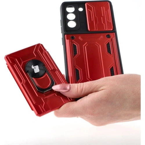 Kup Bizon Case Camshield Card Slot Ring Samsung Galaxy S21 FE roșu - BIZ7714 - {ean13} - Sklep Home Screen