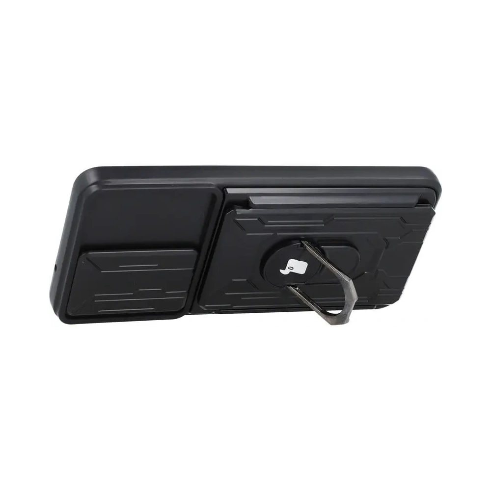 Etui Bizon Case Camshield Card Slot Ring do Samsung Galaxy S21 FE czarne