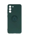 Etui Bizon Case Silicone Ring do Galaxy S21 FE, ciemnozielone