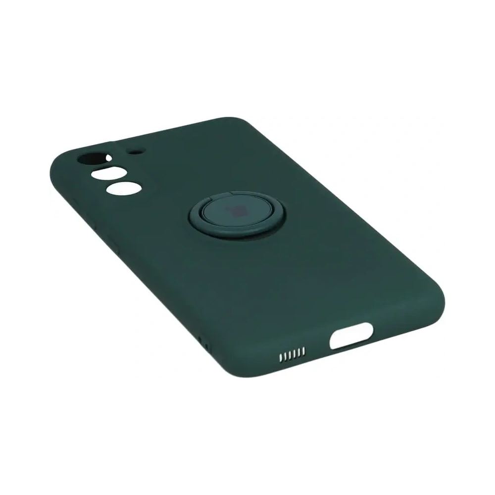 Etui Bizon Case Silicone Ring do Samsung Galaxy S21 FE ciemnozielone