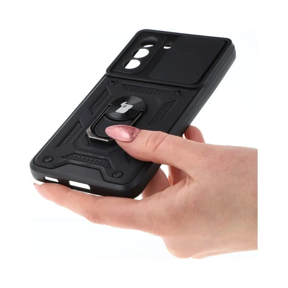 Etui Bizon Case CamShield Ring do Samsung Galaxy S21 FE czarne