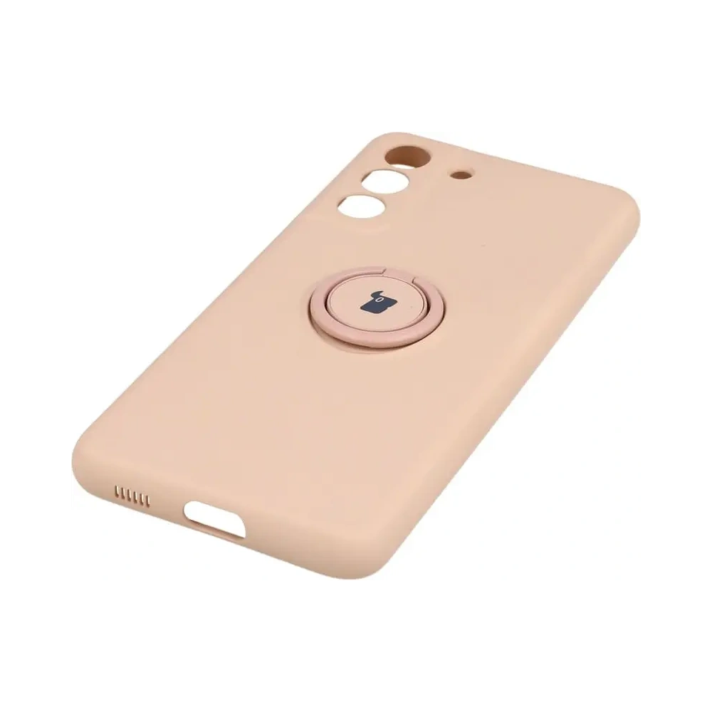 Etui Bizon Case Silicone Ring do Samsung Galaxy S21 FE jasnoróżowe
