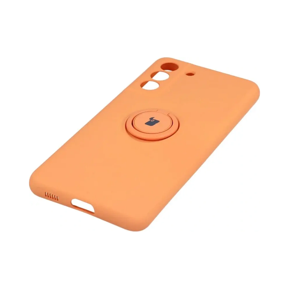 Etui Bizon Case Silicone Ring do Samsung Galaxy S21 FE pomarańczowe