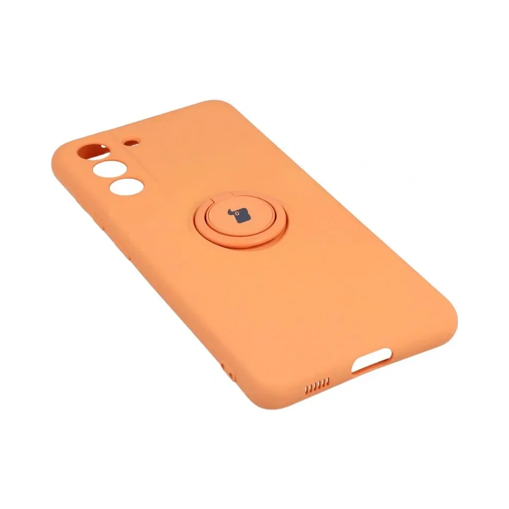 Etui Bizon Case Silicone Ring do Samsung Galaxy S21 FE pomarańczowe