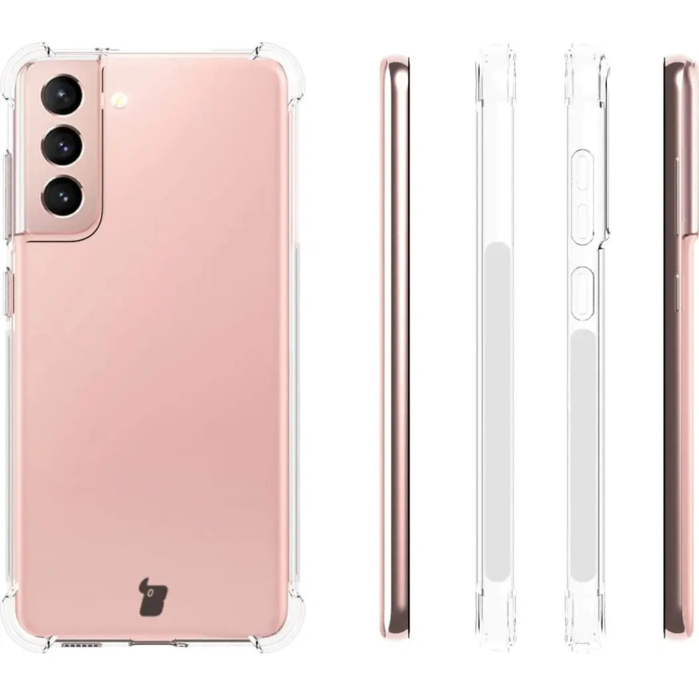 Etui + 2x szkło na ekran + obiektyw Bizon Case Clear Pack do Samsung Galaxy S21 FE przezroczyste